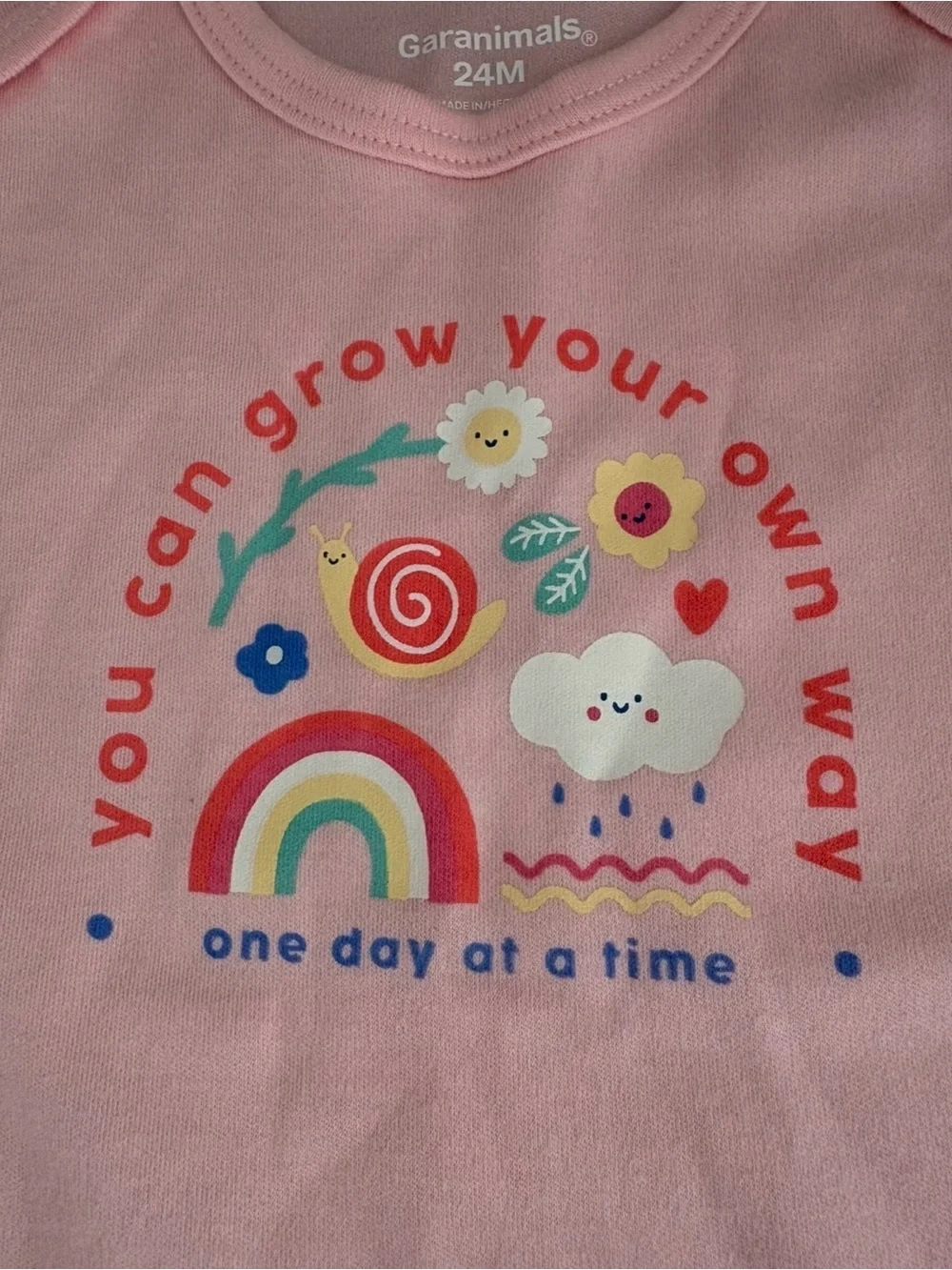 NWOT 100% Cotton Pink Short Sleeve Baby Bodysuit Onesie Rainbow Nature Graphic